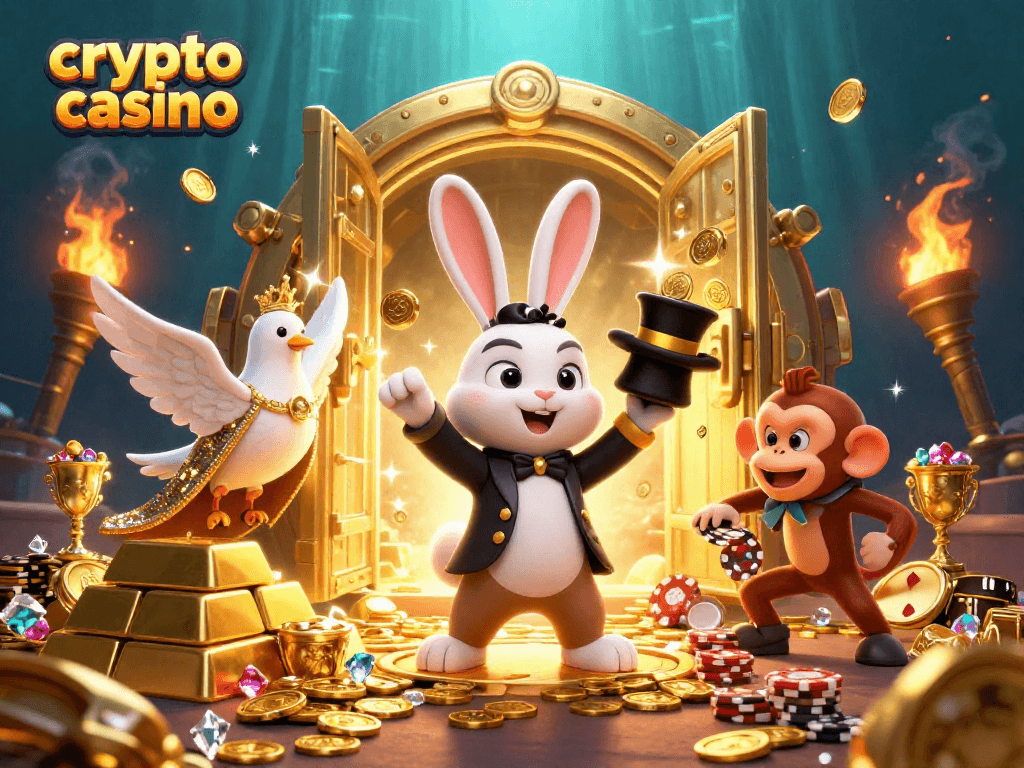 Gagnez des pièces en jouant dans un crypto casino animé avec magie et lots d'or.