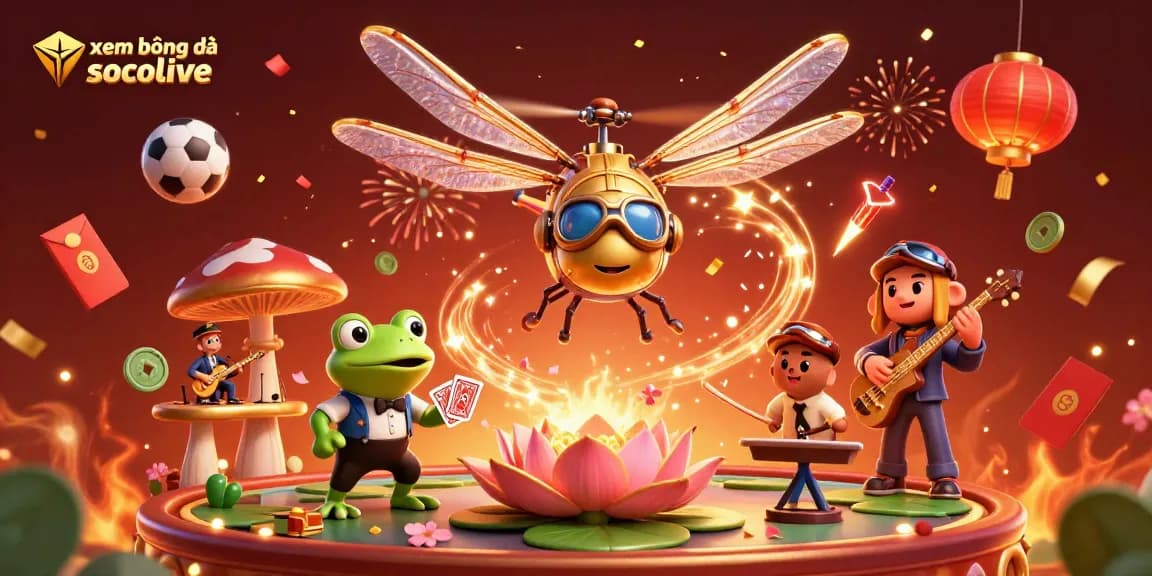 Play xem bóng đá socolive with a vibrant casino scene featuring sports elements and engaging characters.
