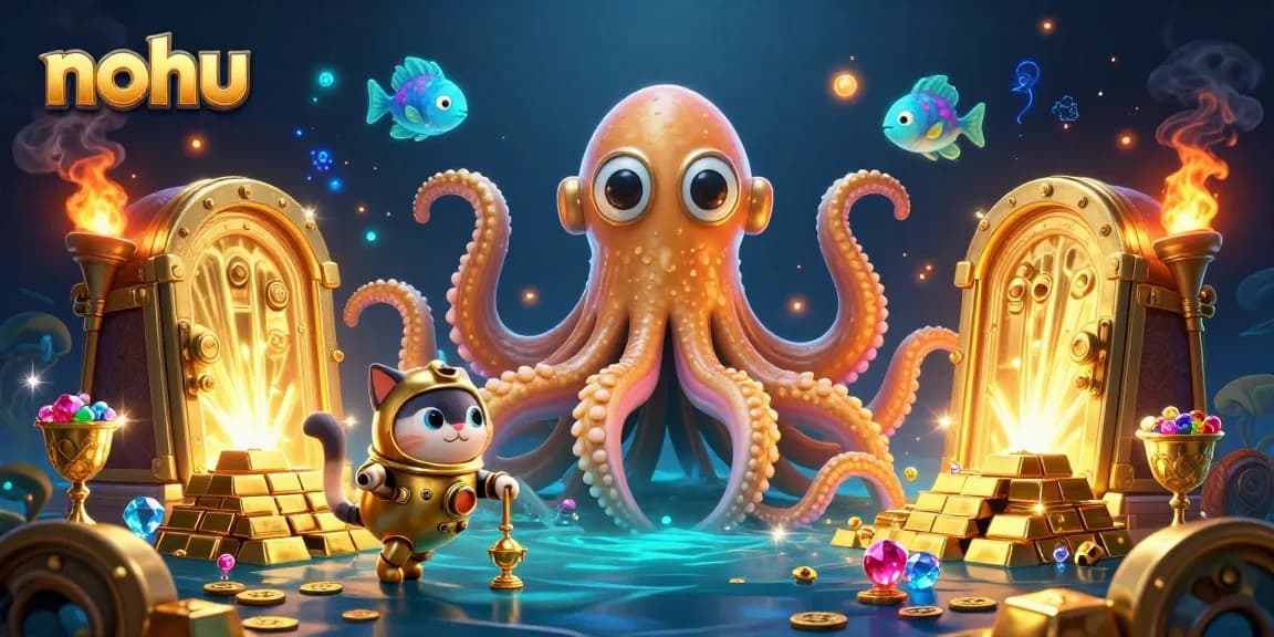 Win big at nohu with a dynamic treasure-themed casino experience featuring a kraken and treasures.