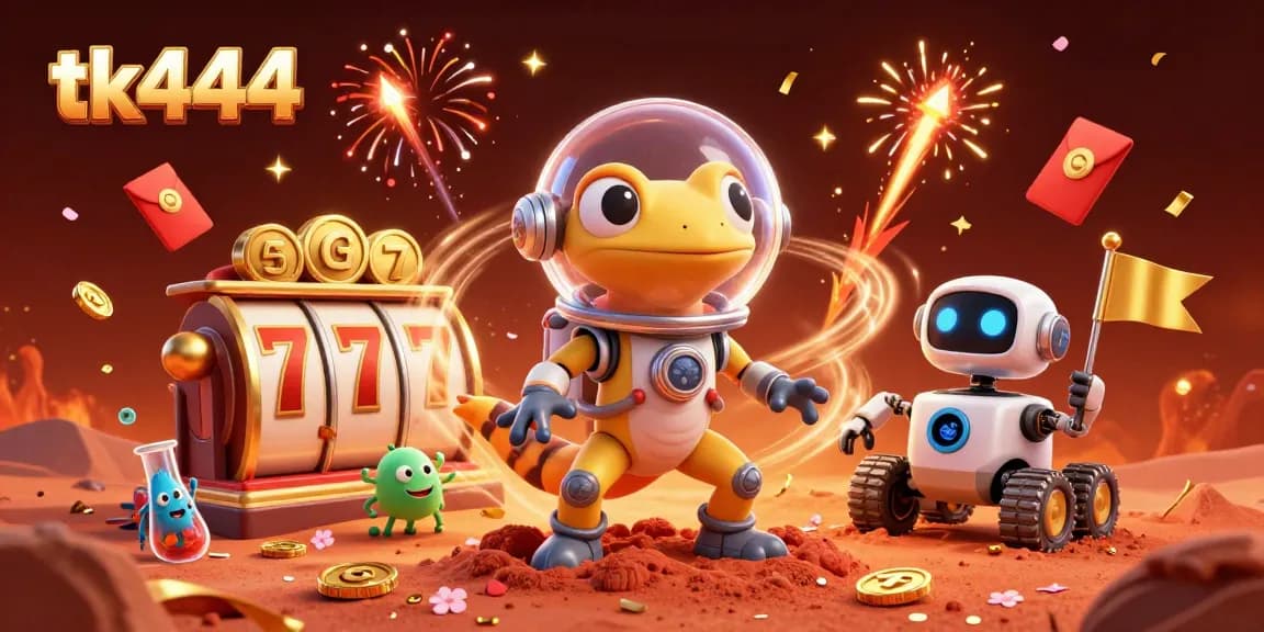 Experience thrilling games at tk444, featuring vibrant slots and a dynamic casino scene.