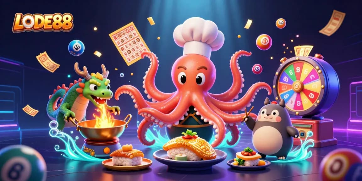 Engage in thrilling games at LODE88 with vibrant lottery action featuring dynamic characters.