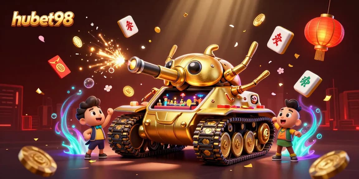 Experience the excitement of hubet98 with a vibrant casino scene in a golden beetle tank.
