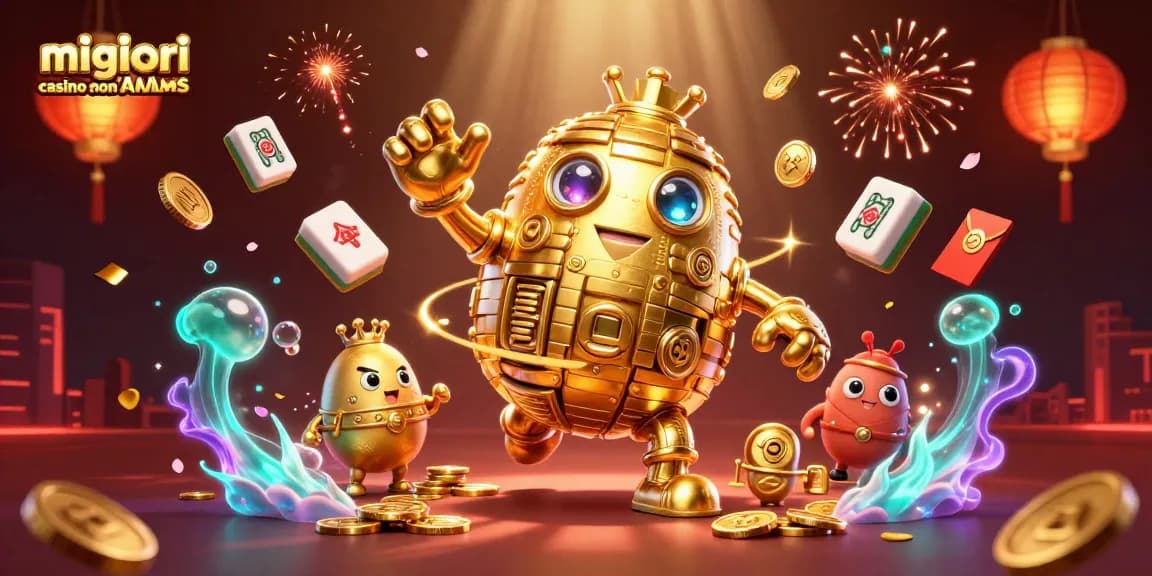 Gioca nei migliori casino non AAMS con l'incredibile golem d'oro circondato da elementi di gioco festivi.
