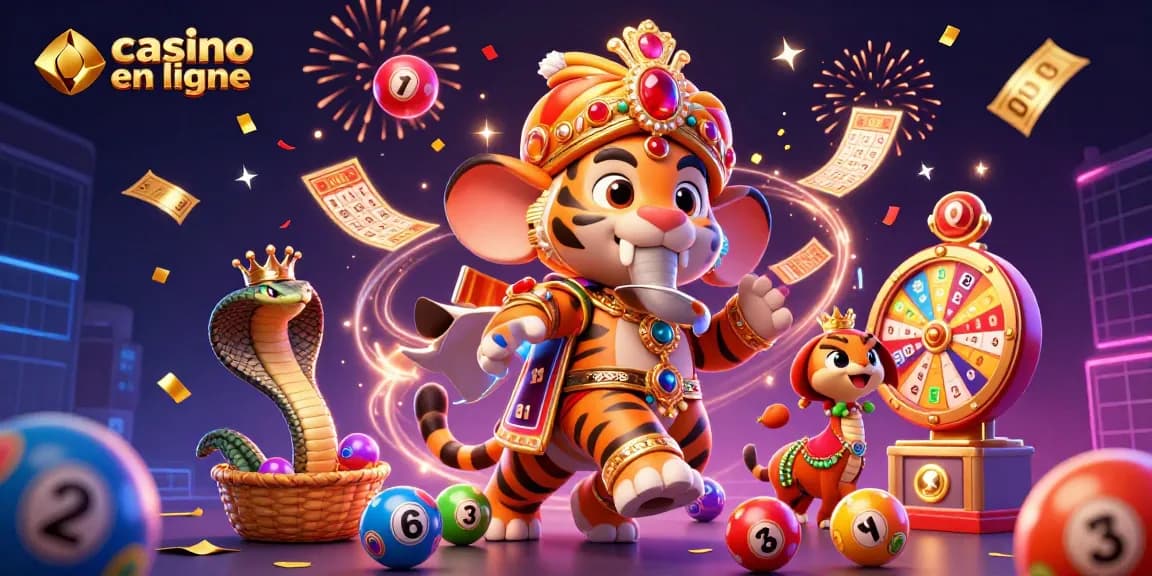 Affrontez la chance dans le casino en ligne avec notre illustration dynamique de la loterie et des jeux.