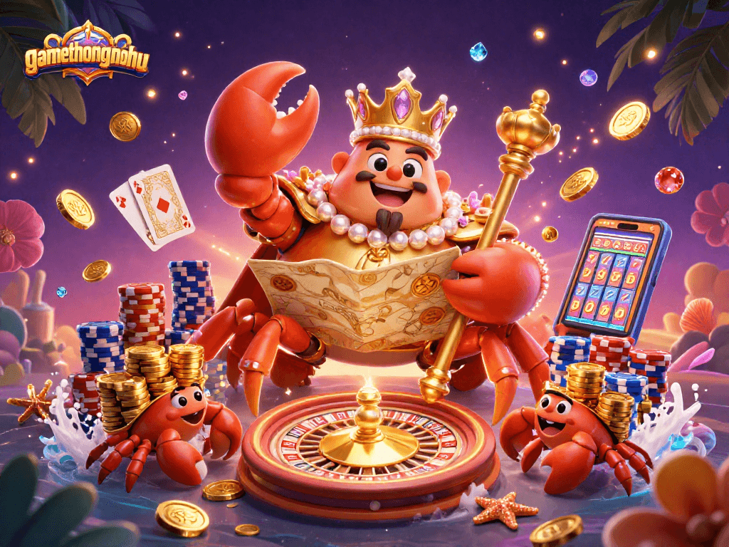 Win big at gamethuongnohu with an exciting cascade of coins and vibrant casino elements.