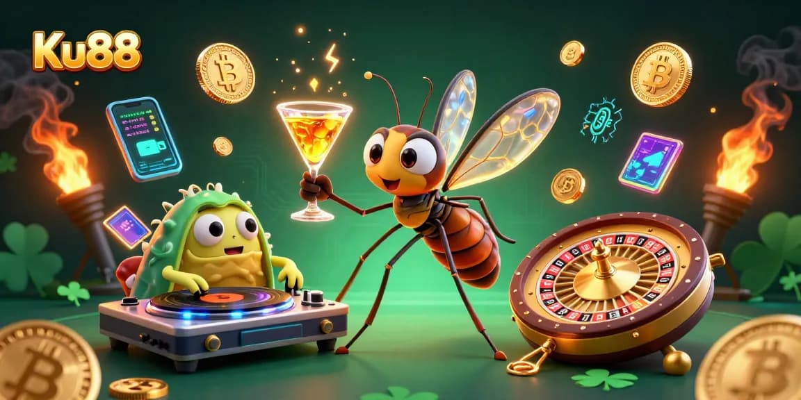 Engage with Ku88's vibrant casino scene featuring unique characters and interactive elements.