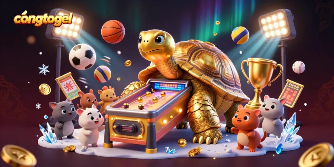 Join in the fun with congtogel as animated tortoise and sports elements create excitement.