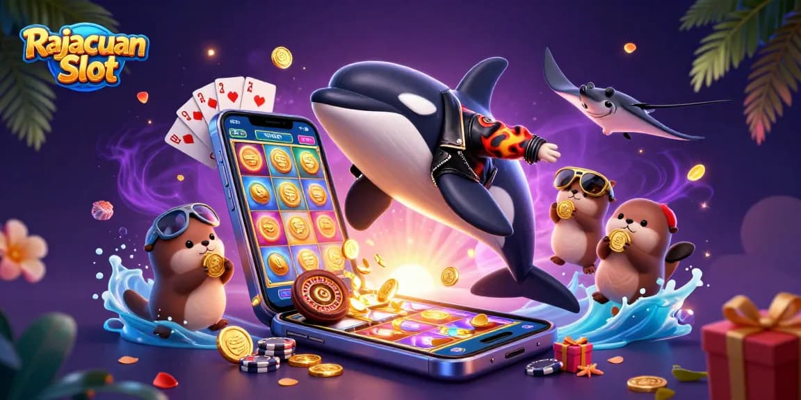 Rajacuan Slot memukau dengan slot bergambar paus orca, ikan pari, dan beruang laut yang memegang koin emas.