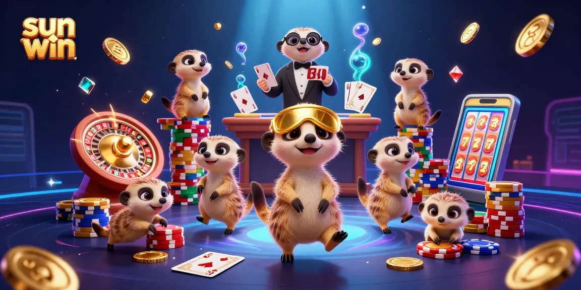 Engage in exciting gameplay with sun win at this lively cartoon casino featuring meerkats.