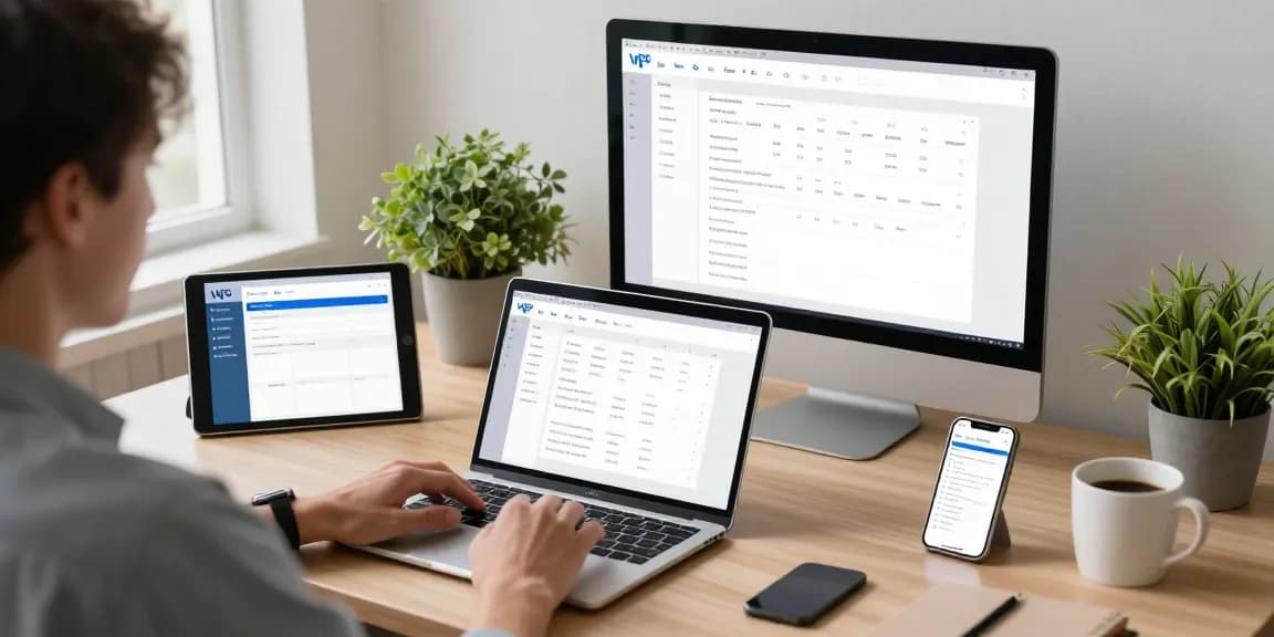 使用 WPS Office 下载进行文档同步的专业办公场景，展示多设备协同工作的高效环境。