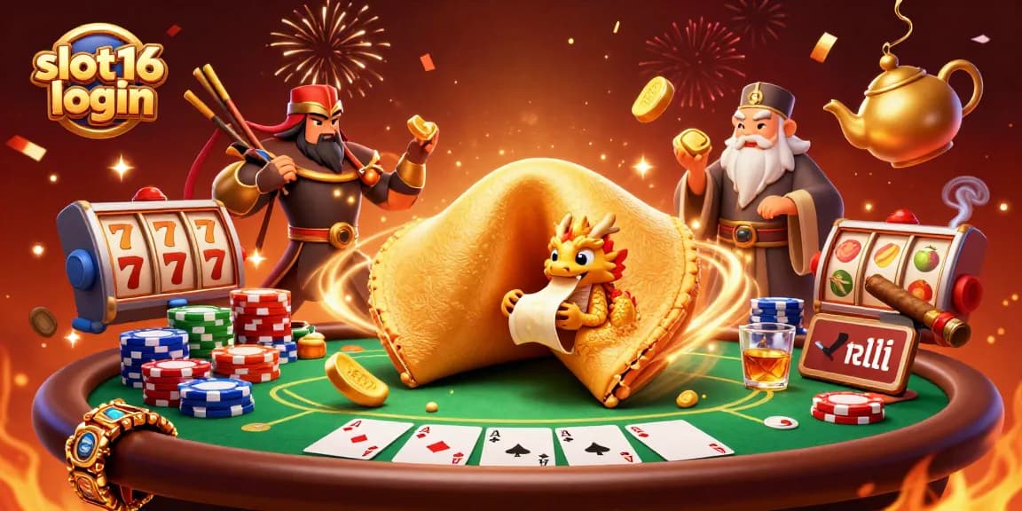 Engage with slot16 login as the wise dragon reads fortunes amidst a vibrant casino scene.