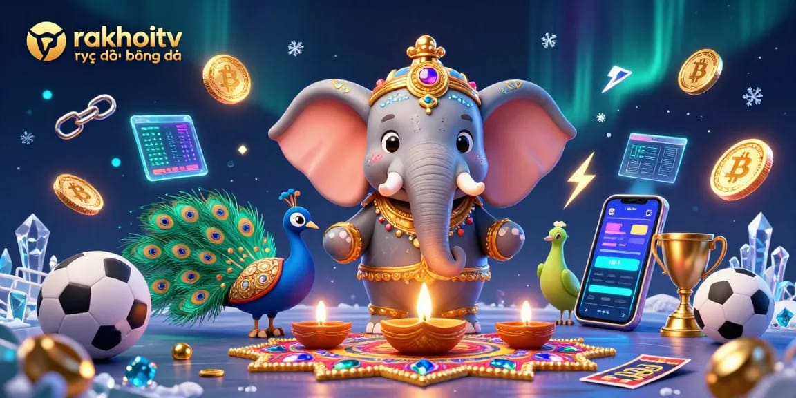 Betting on rakhoitv trực tiếp bóng đá while enjoying colorful characters in dynamic 3D illustration.
