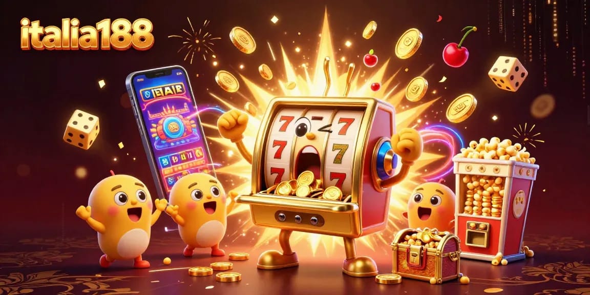italia188 mesin slot emas dan teman merayakan kemenangan jackpot sambil dikelilingi koin emas