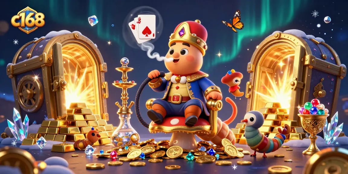 C168's vibrant casino scene features a hookah-master and treasures, inspiring exhilarating gaming experiences.
