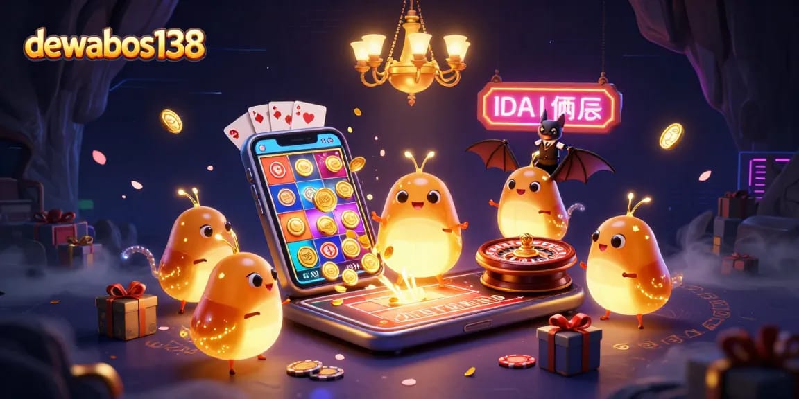 Experience thrilling gameplay with dewabos138 in a vibrant 3D casino scene featuring glowworms and interactive elements.