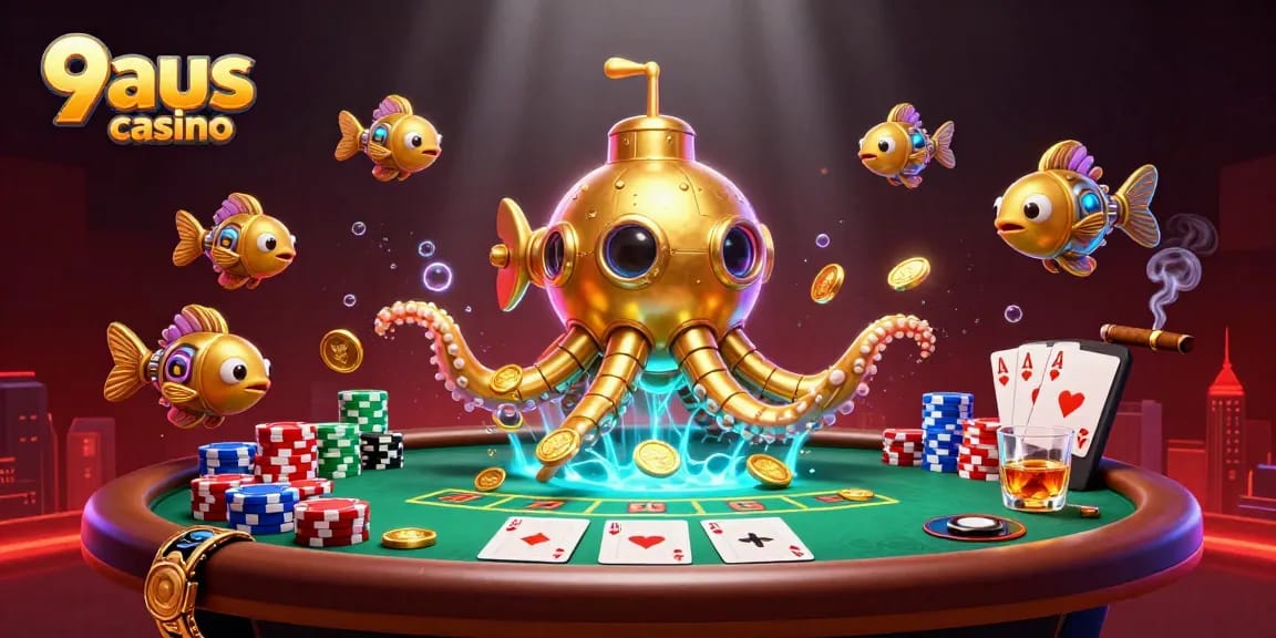 Engage in thrilling gameplay at 9aus casino with a captivating 3D underwater scene.