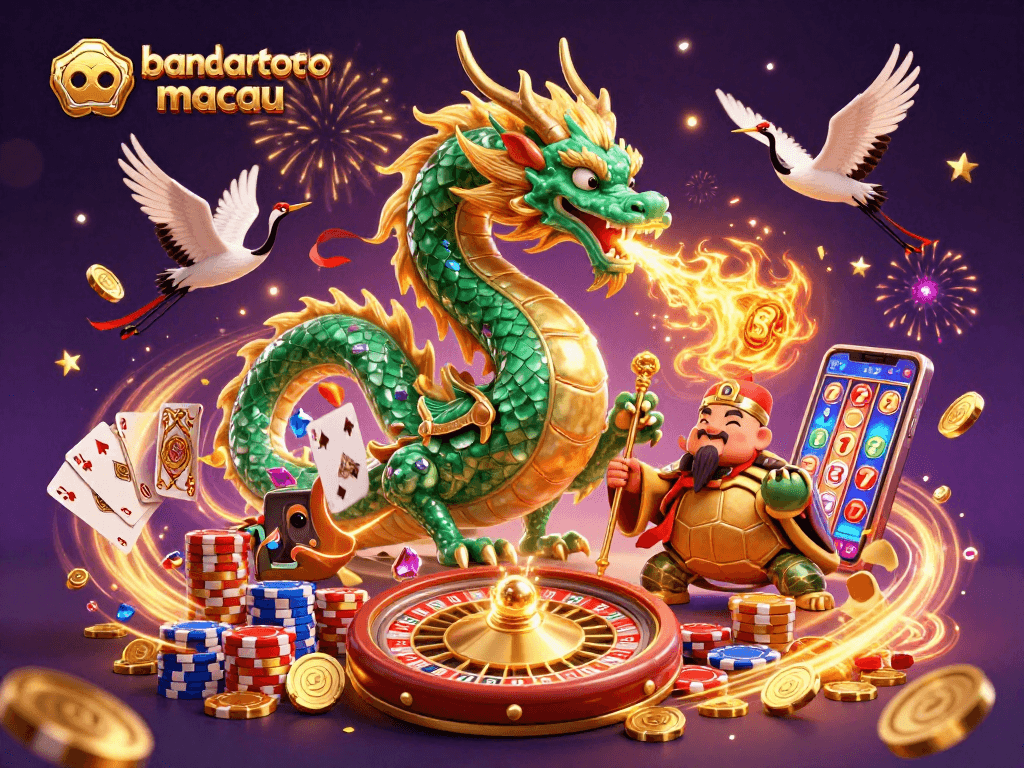 Experience the thrill of bandar toto macau with vibrant dragon and turtle sage in dynamic casino scene.