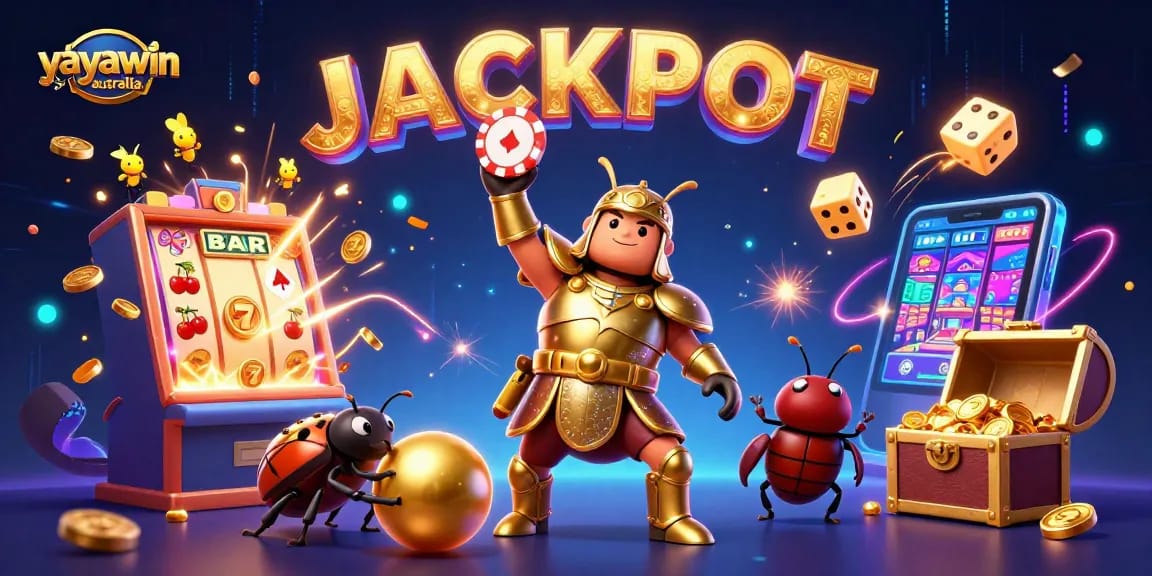 Win big at Yayawin Australia with vivid casino illustrations celebrating jackpots, pokies, and gaming.
