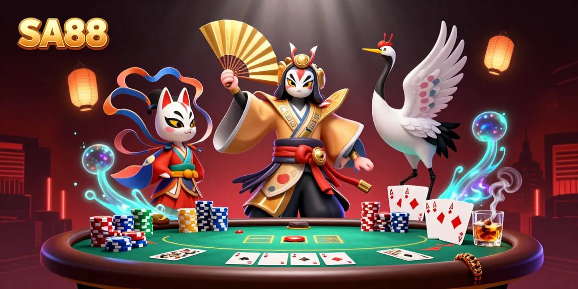 Experience thrilling action with SA88's dynamic casino scene featuring vibrant characters and lively gambling elements.