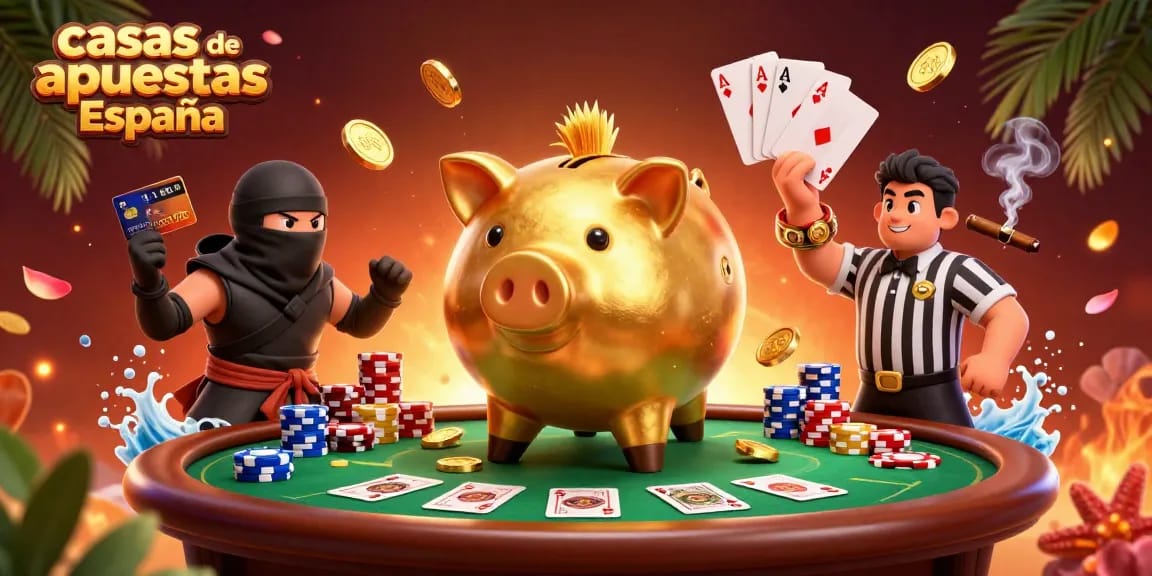 Apostando en las mejores casas de apuestas España con un cerdo sumo y un ninja en acción