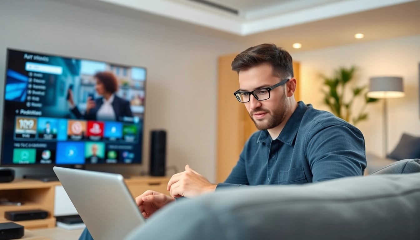 Discover iptv free trial options while exploring streaming devices in a bright home office.