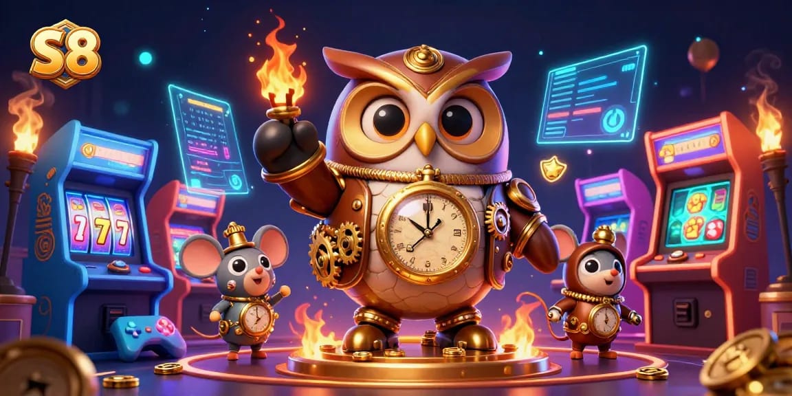 S8 offers vibrant casino adventure with steampunk owl and dynamic gaming elements.