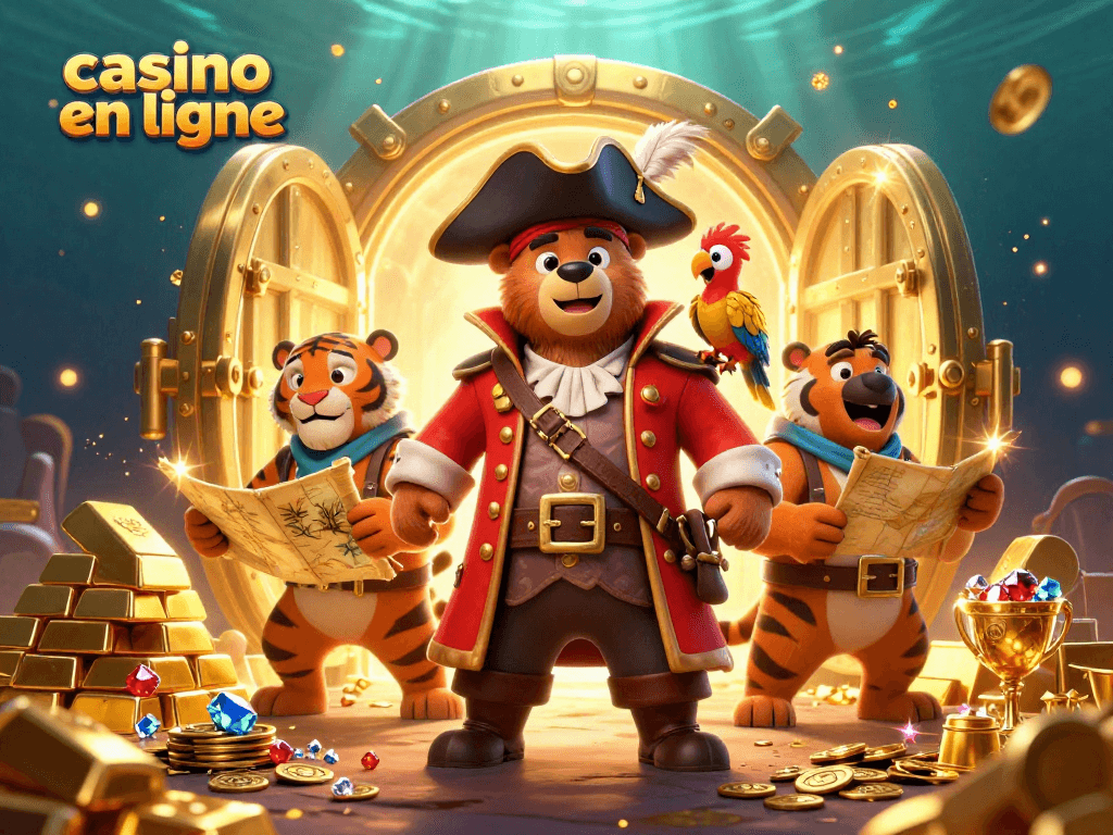 Découvrez les joies du casino en ligne avec une aventure aux trésors animée par un ours pirate et son équipe.