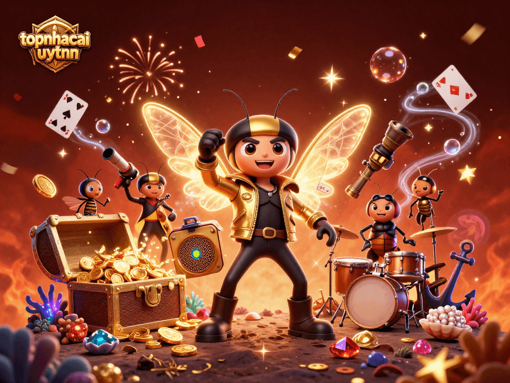 Experience thrilling entertainment at topnhacaiuytinn with a vibrant 3D casino celebration illustration.