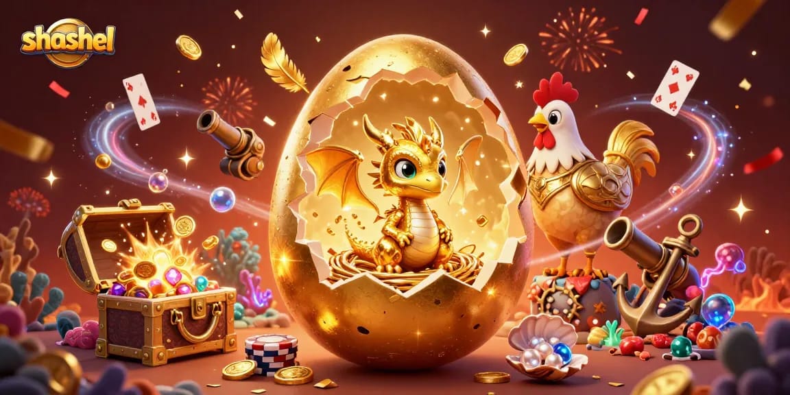 shashel showcases a baby dragon on poker chips amidst dramatic casino-themed surroundings
