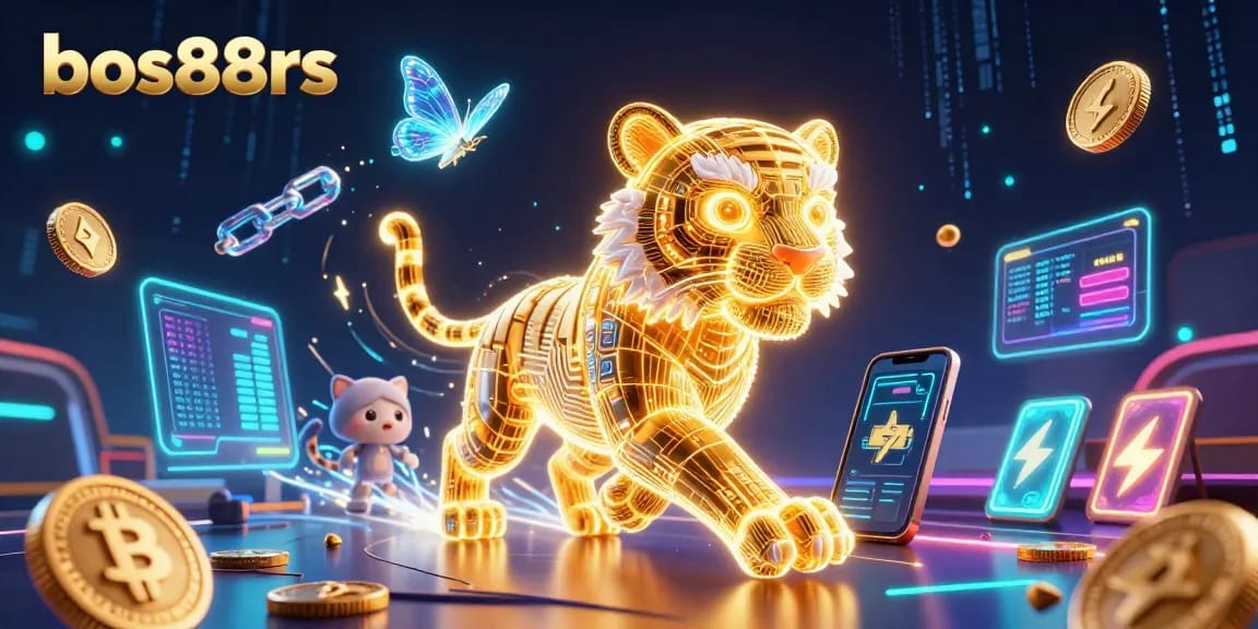Engage with bos88rs in a thrilling digital casino scene featuring dynamic graphics and cryptocurrency elements.