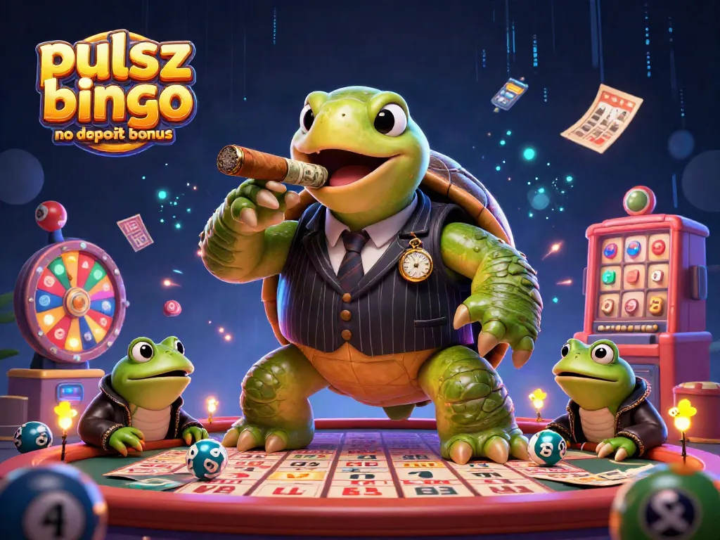 Engage with the pulsz bingo no deposit bonus featuring a vibrant 3D scene of bingo-themed characters and elements.