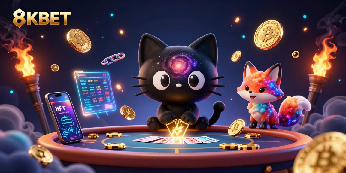 Experience the excitement of 8KBET with animated cosmic characters and vibrant casino elements.
