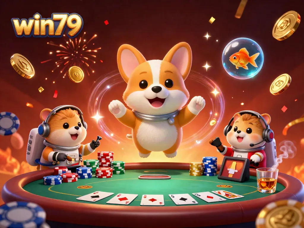 Experience the thrill of win79 in a colorful space casino scene with dynamic characters.