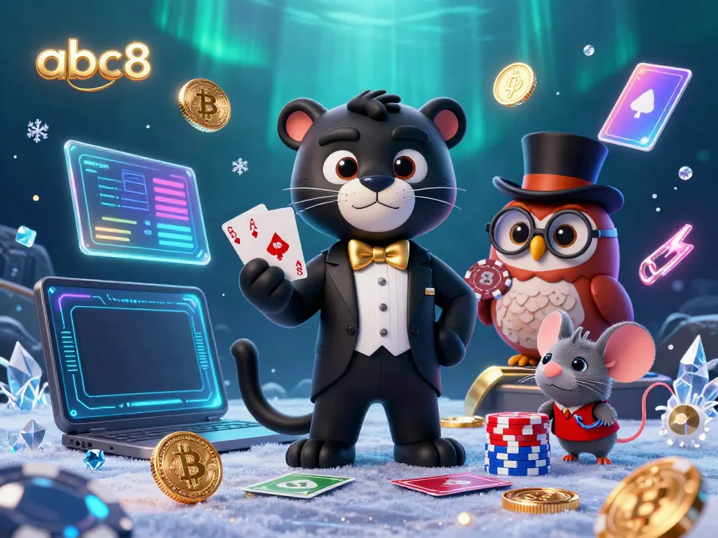 Engage with the dynamic casino scene featuring abc8, where a stylish black panther deals cards alongside an owl and a lucky mouse.
