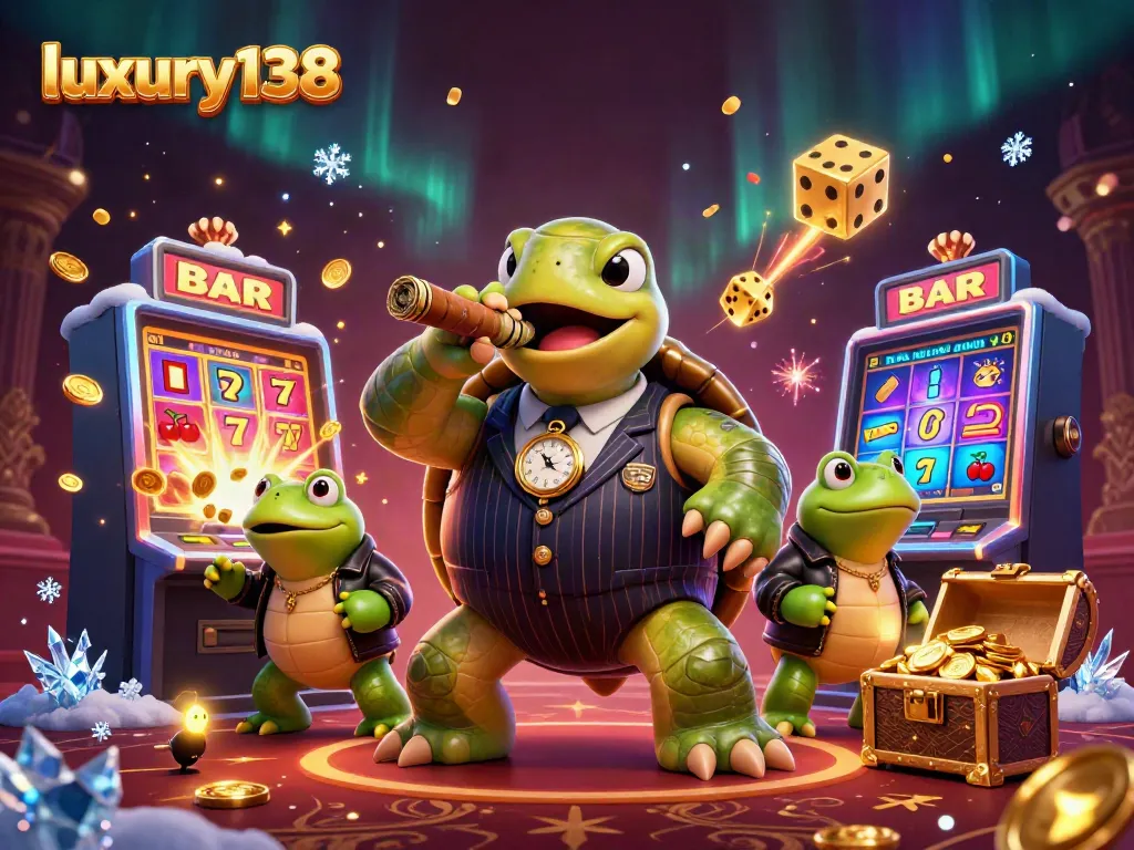 Experience the excitement of luxury138 with a vibrant casino scene featuring dynamic characters and jackpot elements.