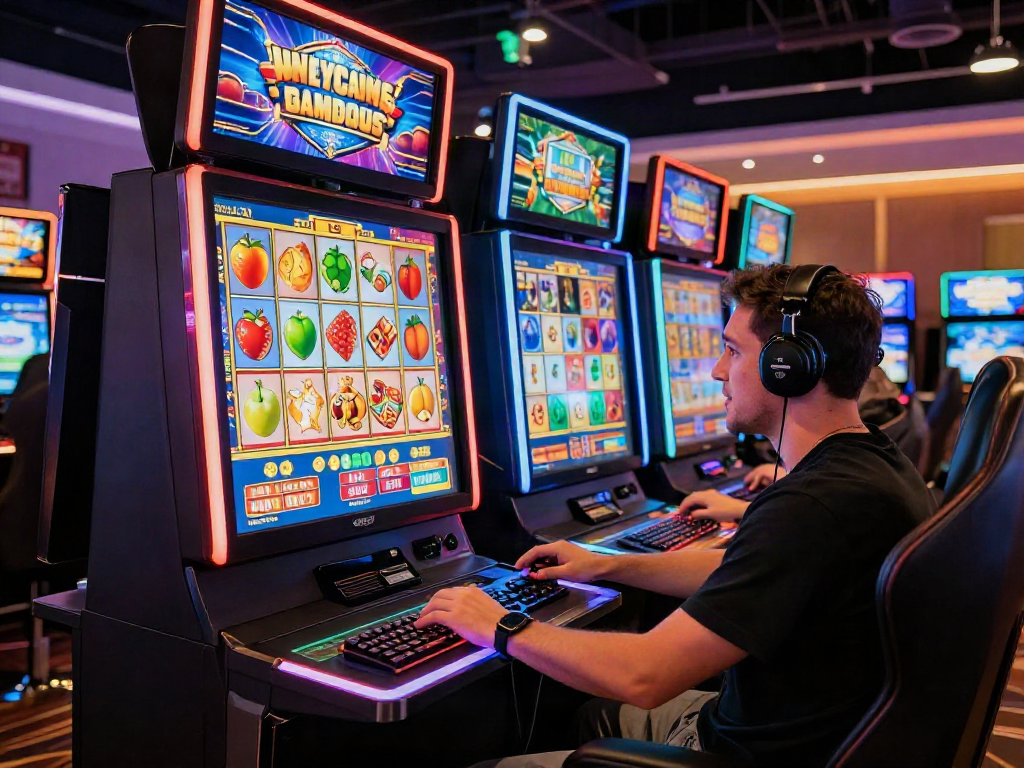 Engaging online gambler using 먹튀검증 tools at a modern casino.