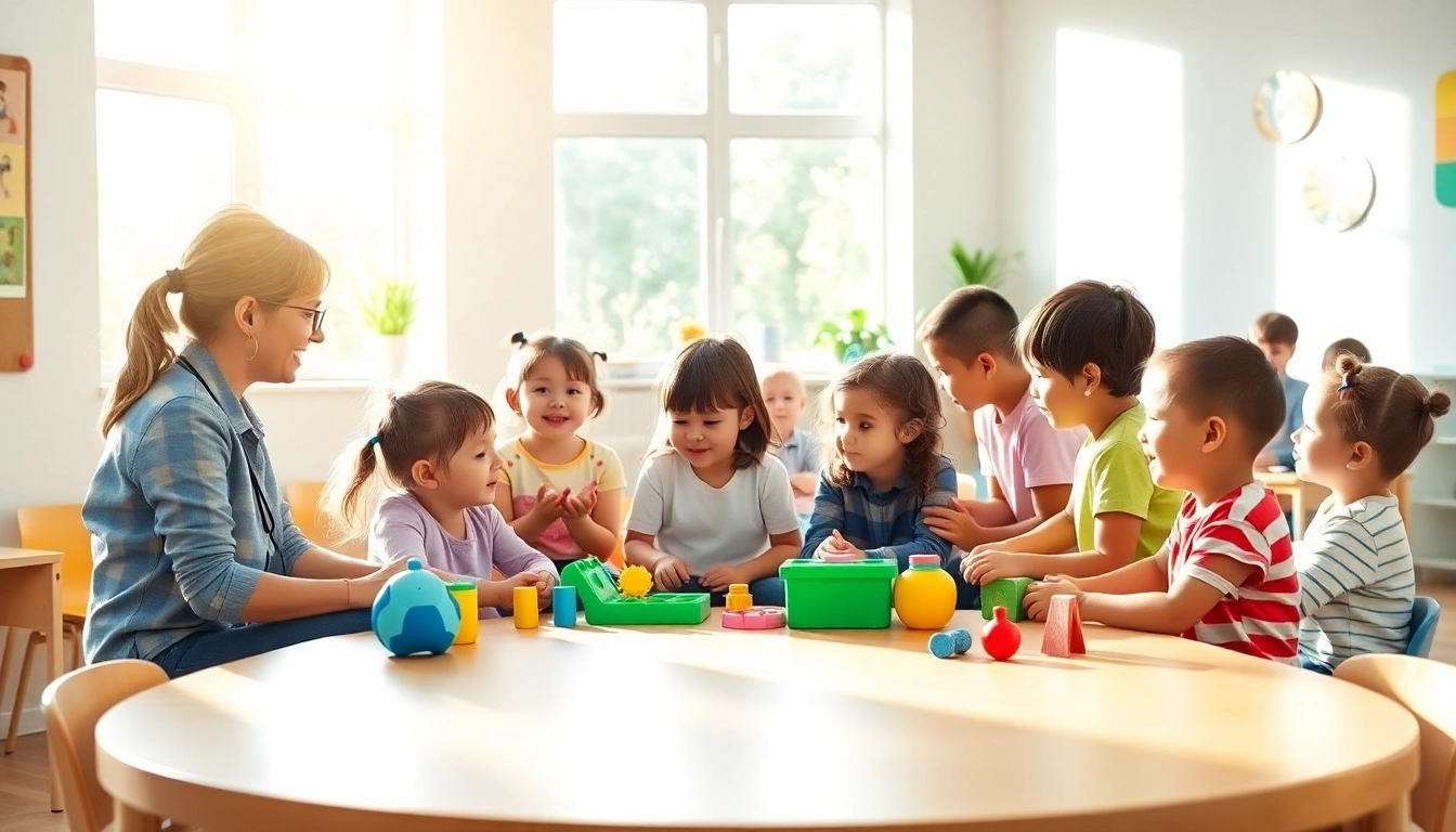 Children participating in ABA therapy for kids, engaging positively in a supportive learning environment.