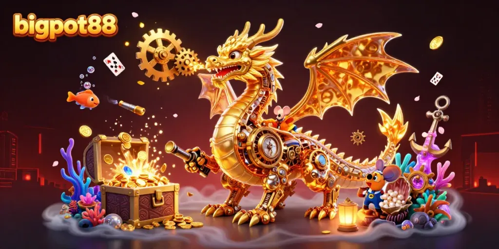 Menangkan pengalaman bermain di bigpot88 dengan ilustrasi karakter kombo dan elemen permainan kasino yang menarik.