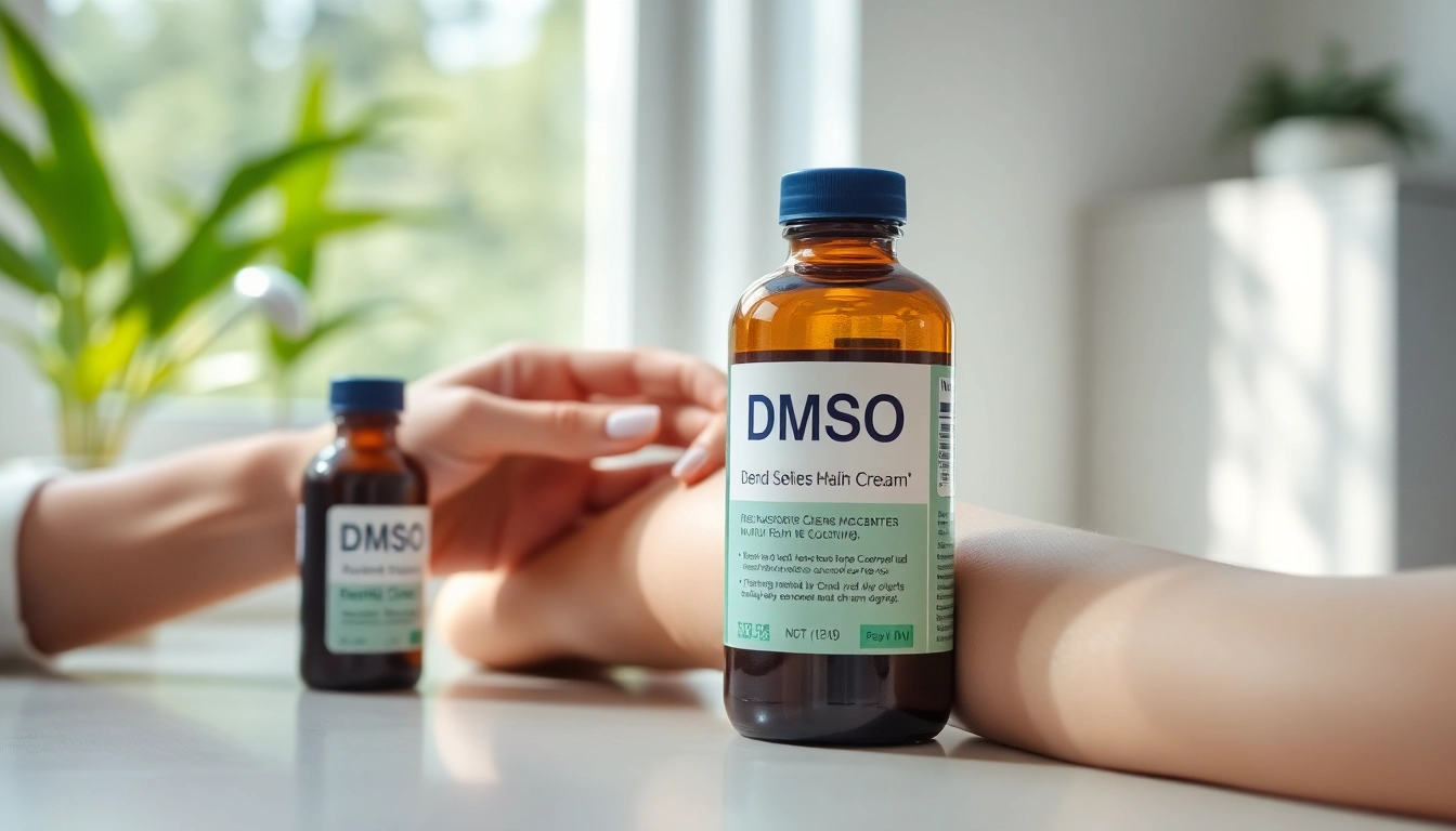 Applying dmso for pain cream for effective relief on knee joint.