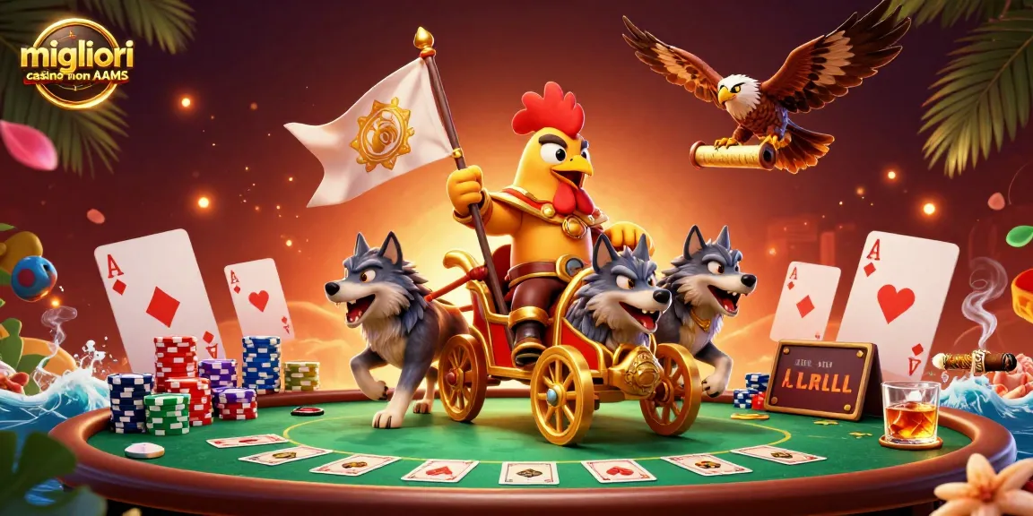 Immagine coinvolgente dei migliori casino non AAMS con un signore del casinò e elementi di poker dinamici.