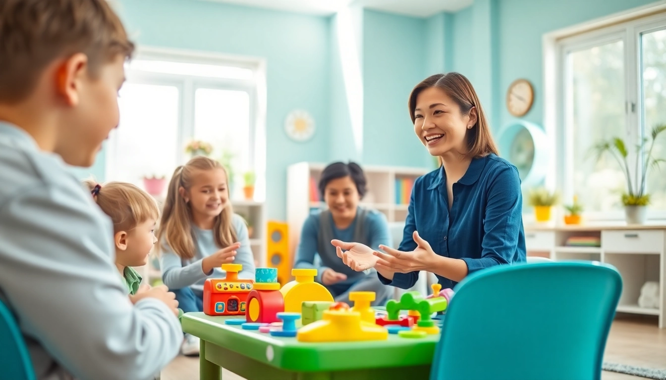 Engaging session of ABA therapy for kids, showcasing therapy environment and supportive interaction.
