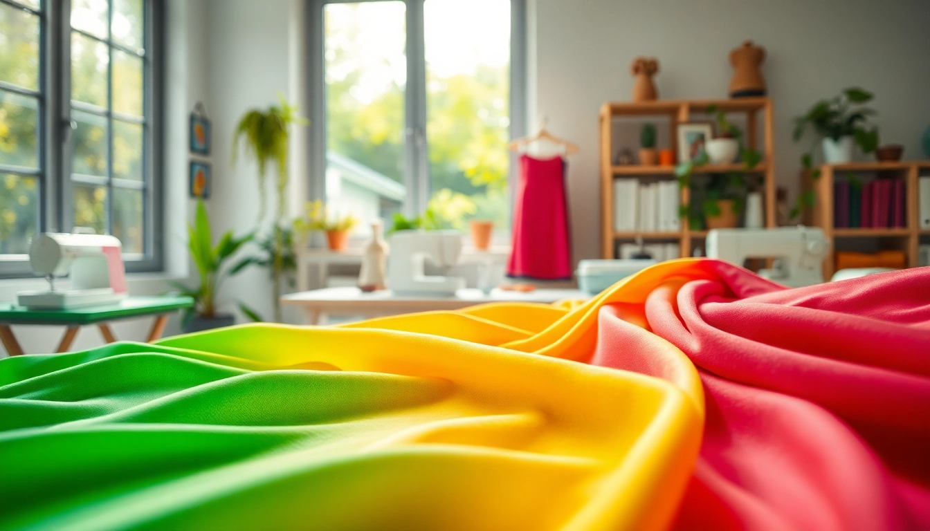 Kreukvrije stoffen in een stijlvolle naaikamer met rijke texturen en kleuren.
