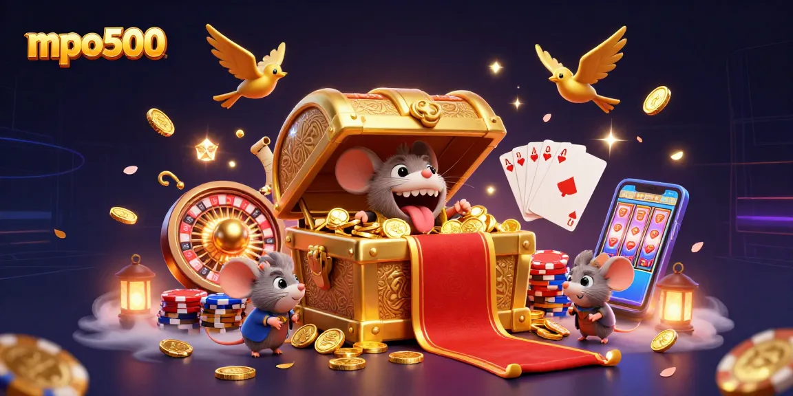 Spin to win with mpo500 in a vibrant casino scene, showcasing thrilling gambling elements.
