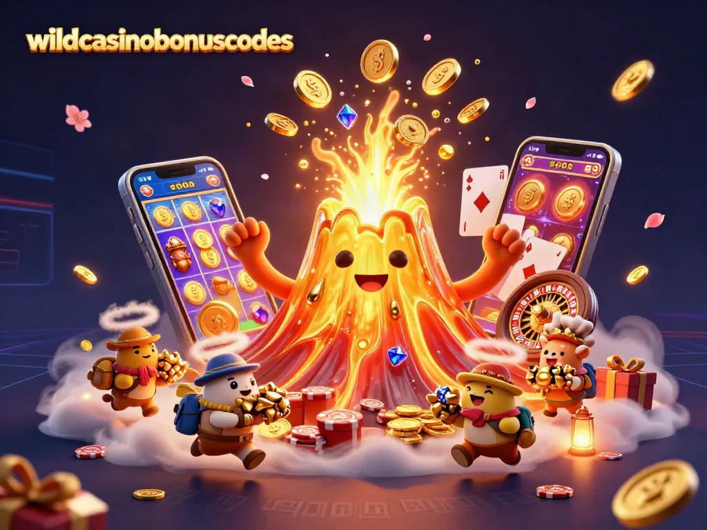 Play slots and enjoy wildcasinobonuscodes with a thrilling 3D casino eruption scene!