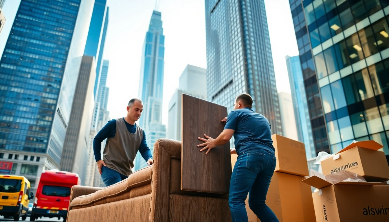 Efficient residential movers nyc team managing an apartment move amidst New York City’s vibrant landscape.