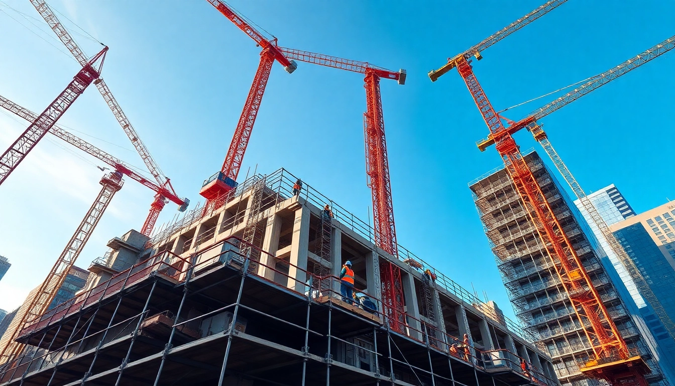 New York City Commercial General Contractor overseeing a vibrant construction site with diverse professionals.