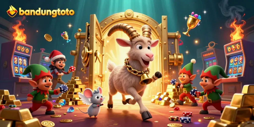Join the festive chaos at bandungtoto with Krampus, angel mouse, and elf gremlins in a spooky casino.