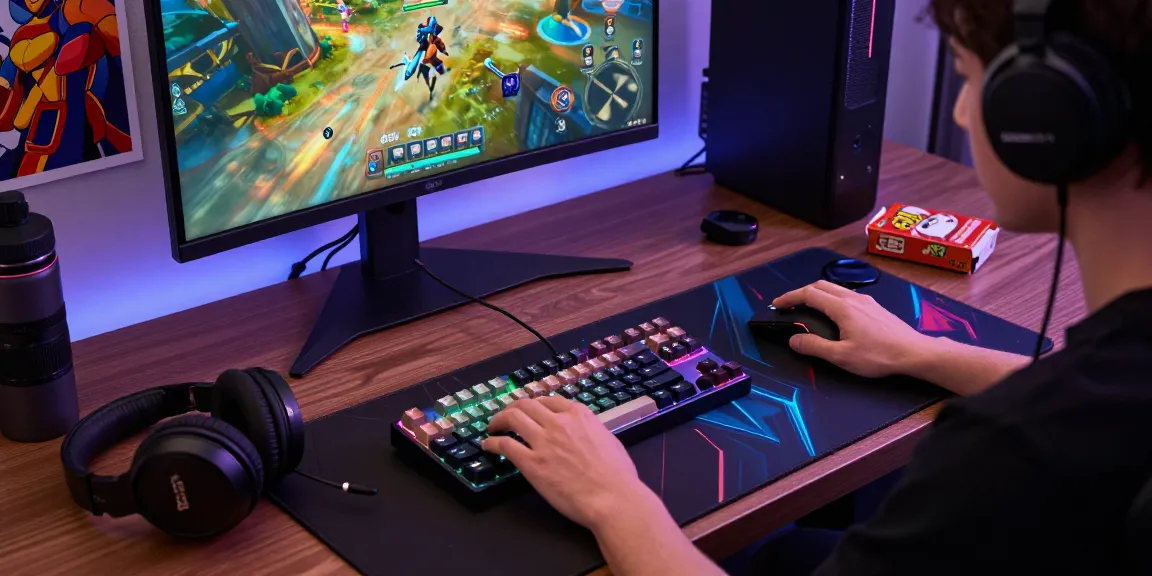 Custom 65 percent keyboard enhancing the gaming experience with vibrant RGB lighting and stylish keycaps.