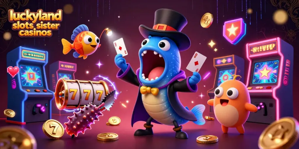 Experience thrilling gameplay at luckyland slots sister casinos with 3D underwater casino characters.