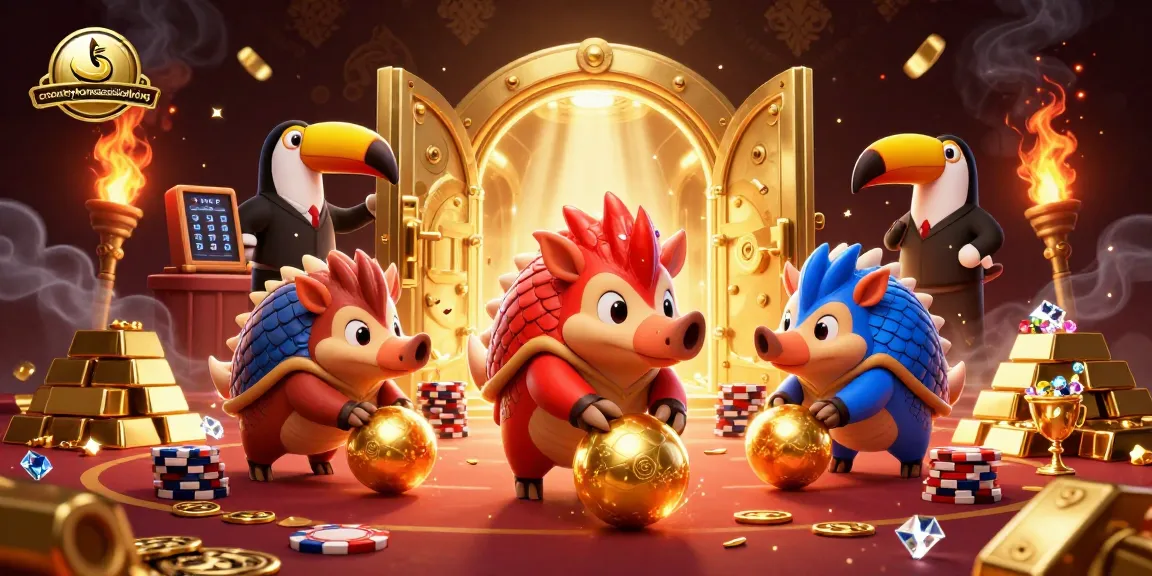 cntryhomeassistedliving pangolins bowling through poker chips in a vibrant casino scene